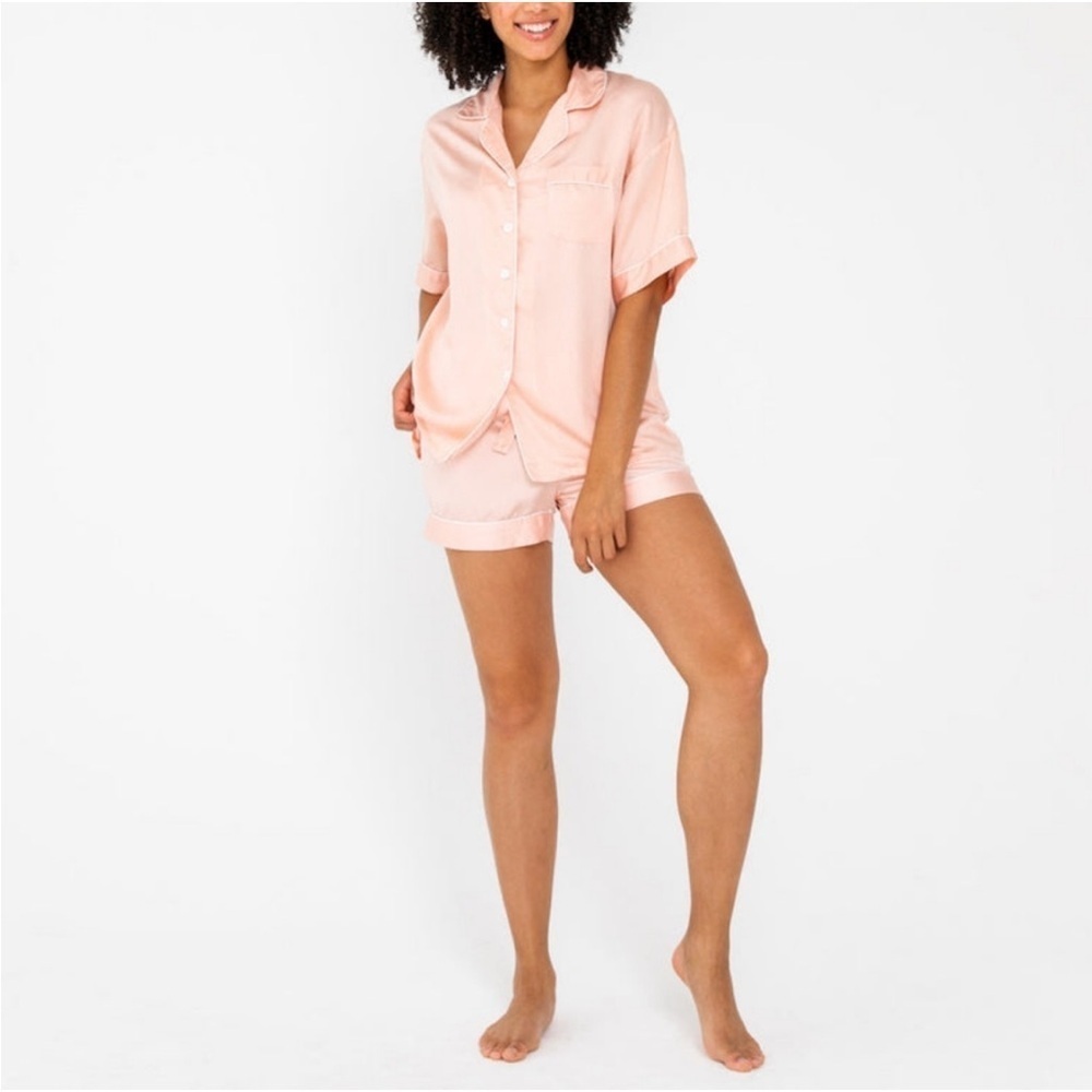 Bamboo Sateen Pajama Shorts Shortie (Cloud Pink) NEW Size L Silky Soft PJS